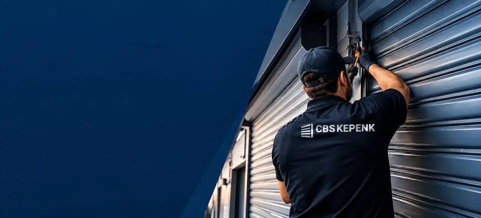 CBS Kepenk teknisyeni kepenk motoru bakımı yaparken